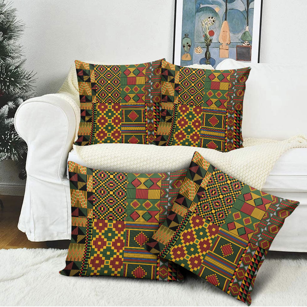 African American Quilt Kente Fusion Pillow Cover Version 2