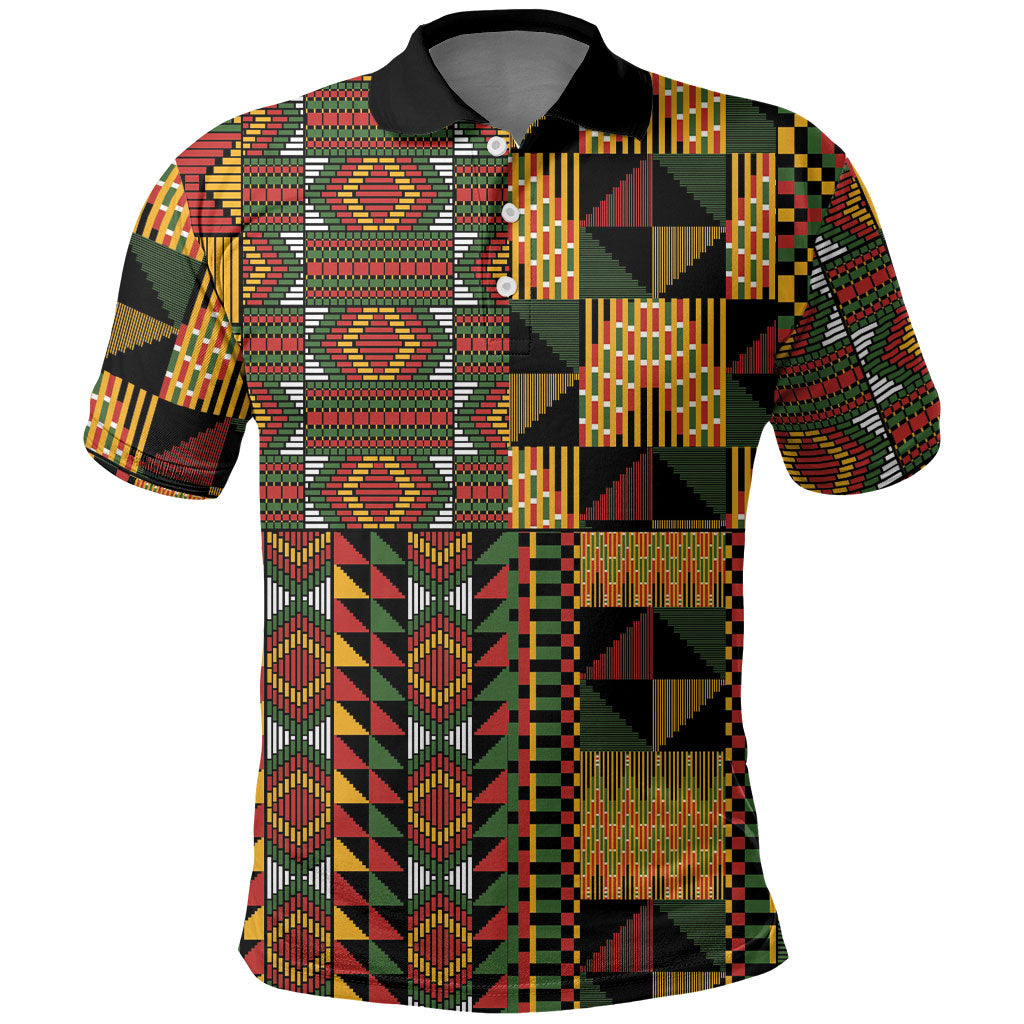African American Quilt Kente Fusion Polo Shirt Version 2