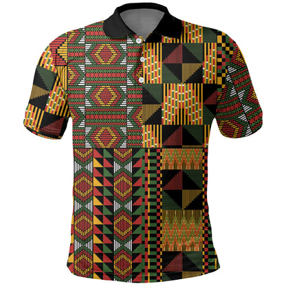 African American Quilt Kente Fusion Polo Shirt Version 2