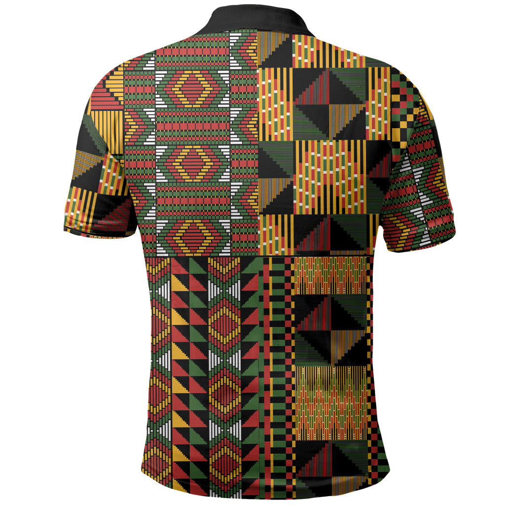 African American Quilt Kente Fusion Polo Shirt Version 2
