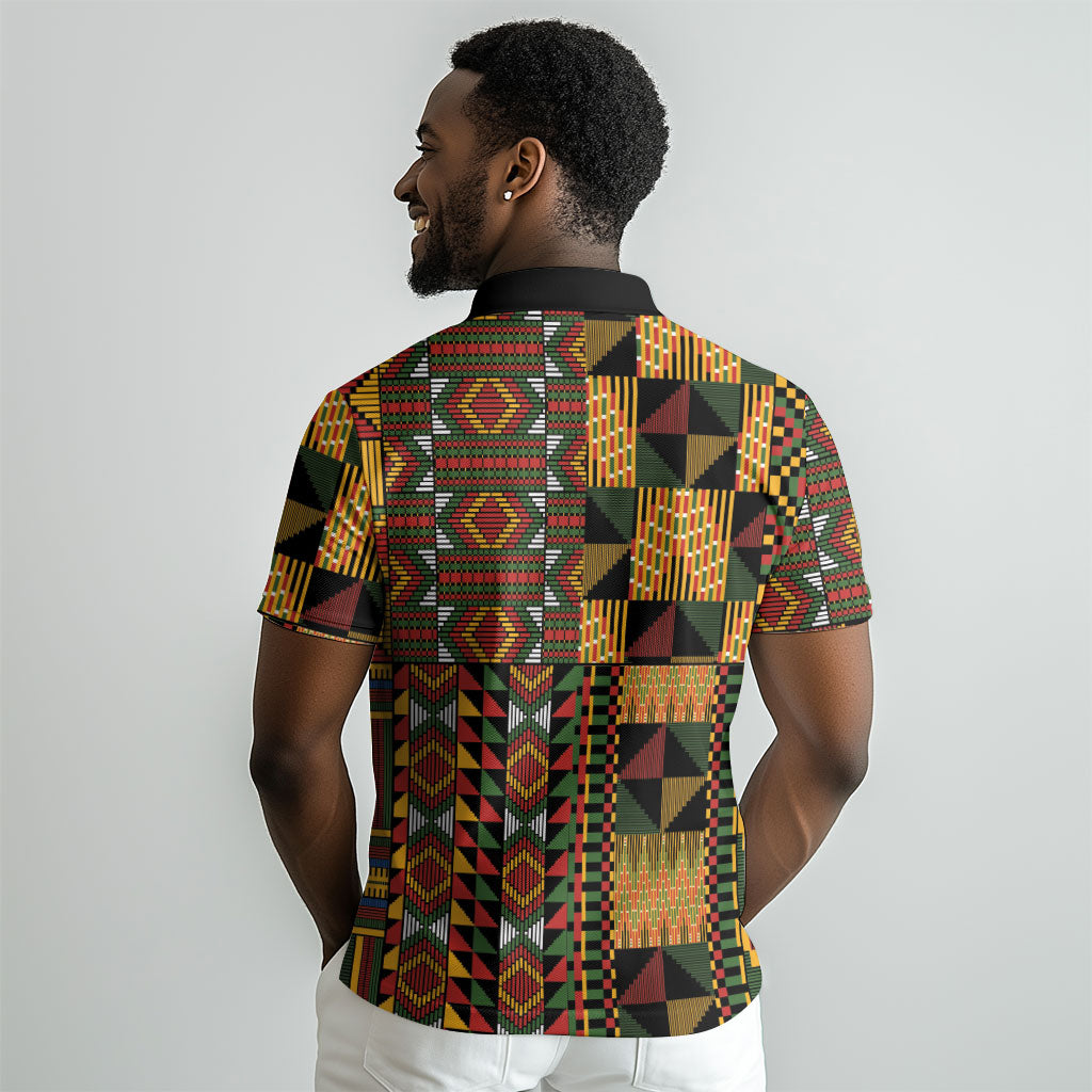 African American Quilt Kente Fusion Polo Shirt Version 2