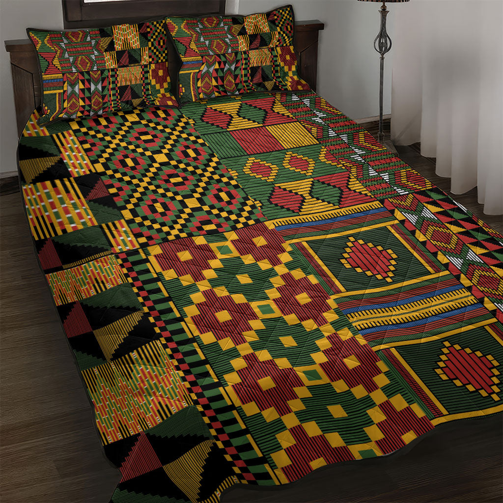 African American Quilt Kente Fusion Quilt Bed Set Version 2