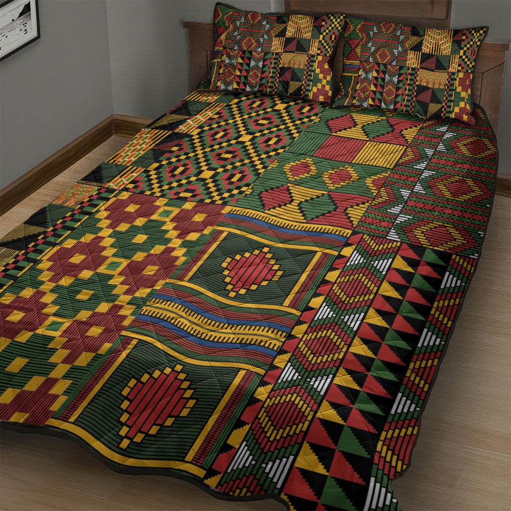 African American Quilt Kente Fusion Quilt Bed Set Version 2