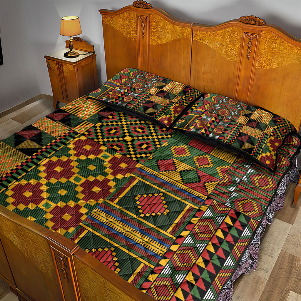African American Quilt Kente Fusion Quilt Bed Set Version 2