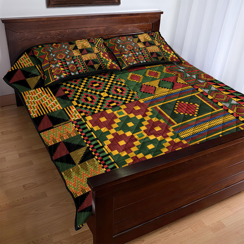 African American Quilt Kente Fusion Quilt Bed Set Version 2