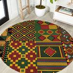 African American Quilt Kente Fusion Round Carpet Version 2