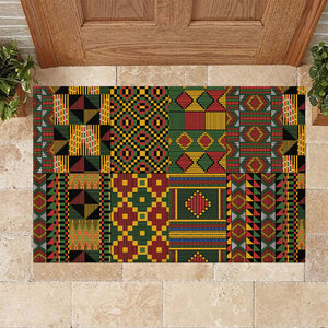 African American Quilt Kente Fusion Rubber Doormat Version 2
