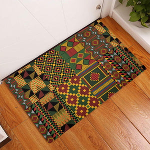 African American Quilt Kente Fusion Rubber Doormat Version 2