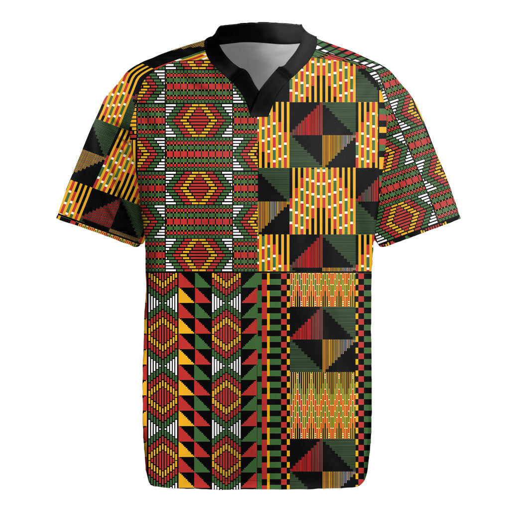 African American Quilt Kente Fusion Rugby Jersey Version 2