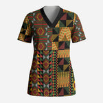 African American Quilt Kente Fusion Scrub Top Version 2