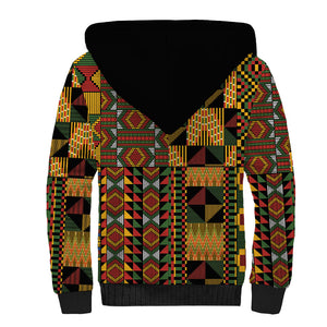 African American Quilt Kente Fusion Sherpa Hoodie Version 2