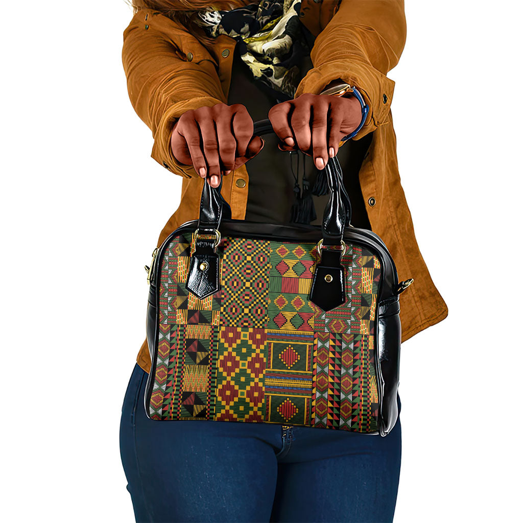 African American Quilt Kente Fusion Shoulder Handbag Version 2