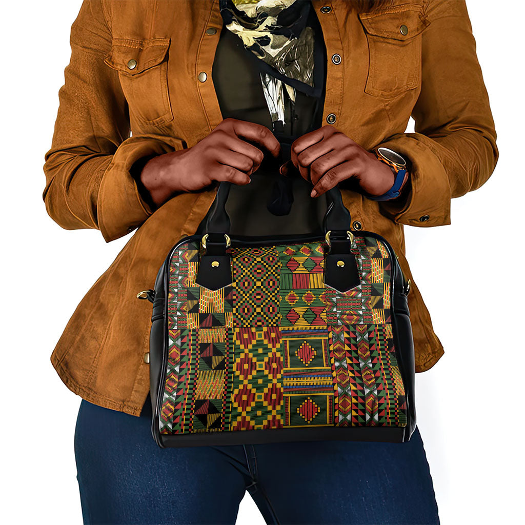African American Quilt Kente Fusion Shoulder Handbag Version 2