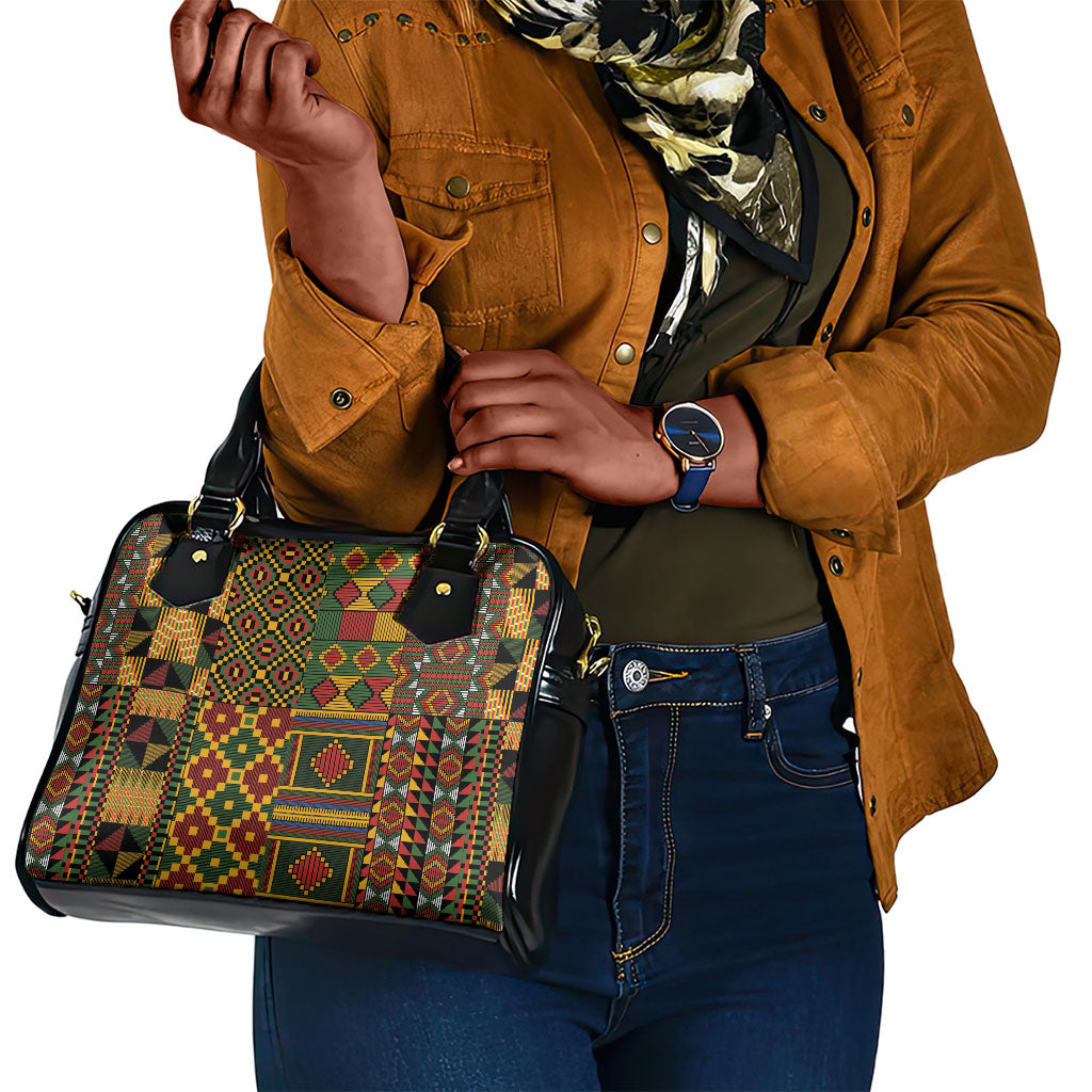 African American Quilt Kente Fusion Shoulder Handbag Version 2