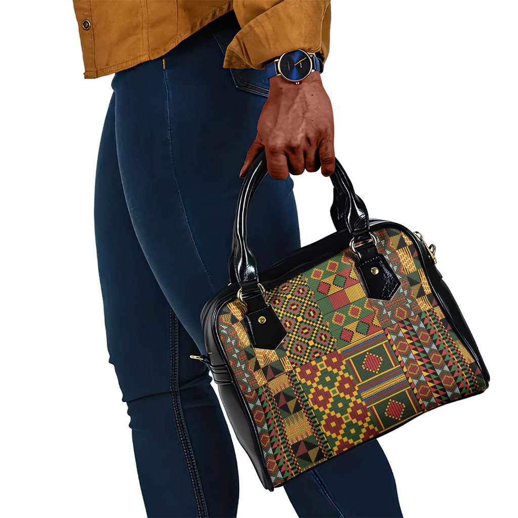 African American Quilt Kente Fusion Shoulder Handbag Version 2