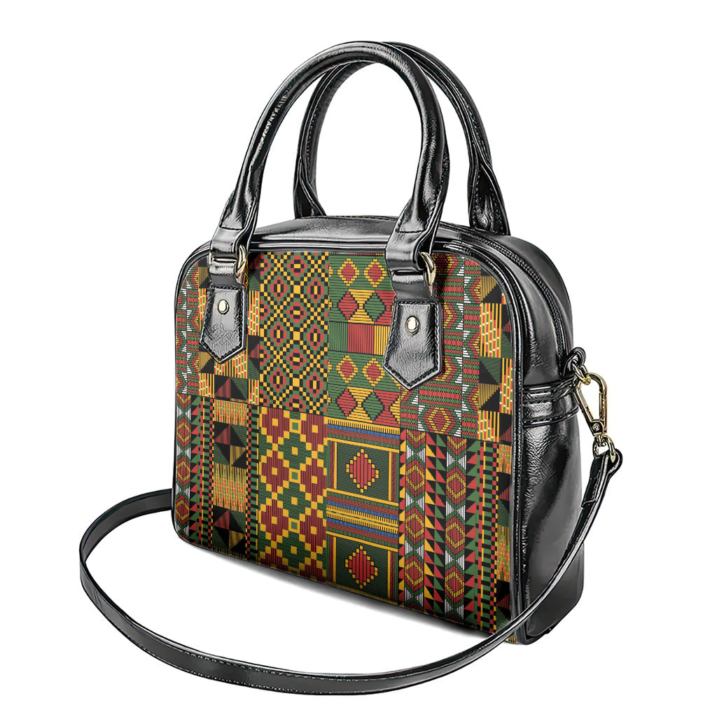 African American Quilt Kente Fusion Shoulder Handbag Version 2