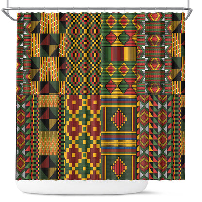 African American Quilt Kente Fusion Shower Curtain Version 2