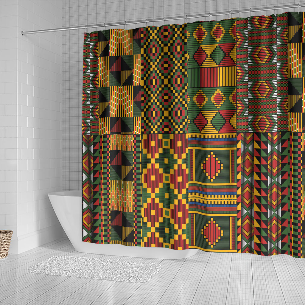 African American Quilt Kente Fusion Shower Curtain Version 2