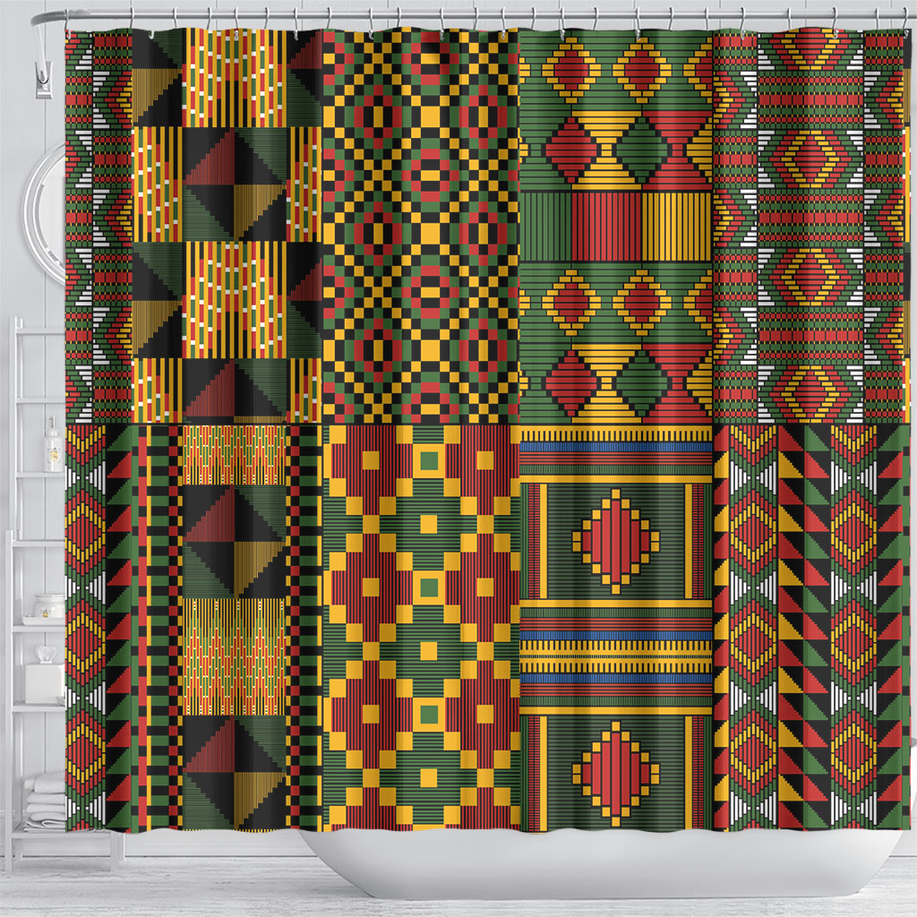 African American Quilt Kente Fusion Shower Curtain Version 2
