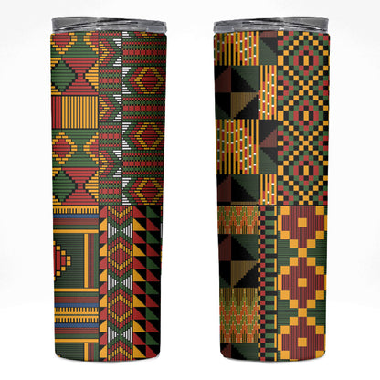 African American Quilt Kente Fusion Skinny Tumbler Version 2