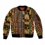 African American Quilt Kente Fusion Sleeve Zip Bomber Jacket Version 2