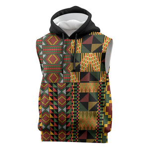 African American Quilt Kente Fusion Sleeveless Hoodie Version 2