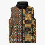 African American Quilt Kente Fusion Sleeveless Puffer Jacket Version 2