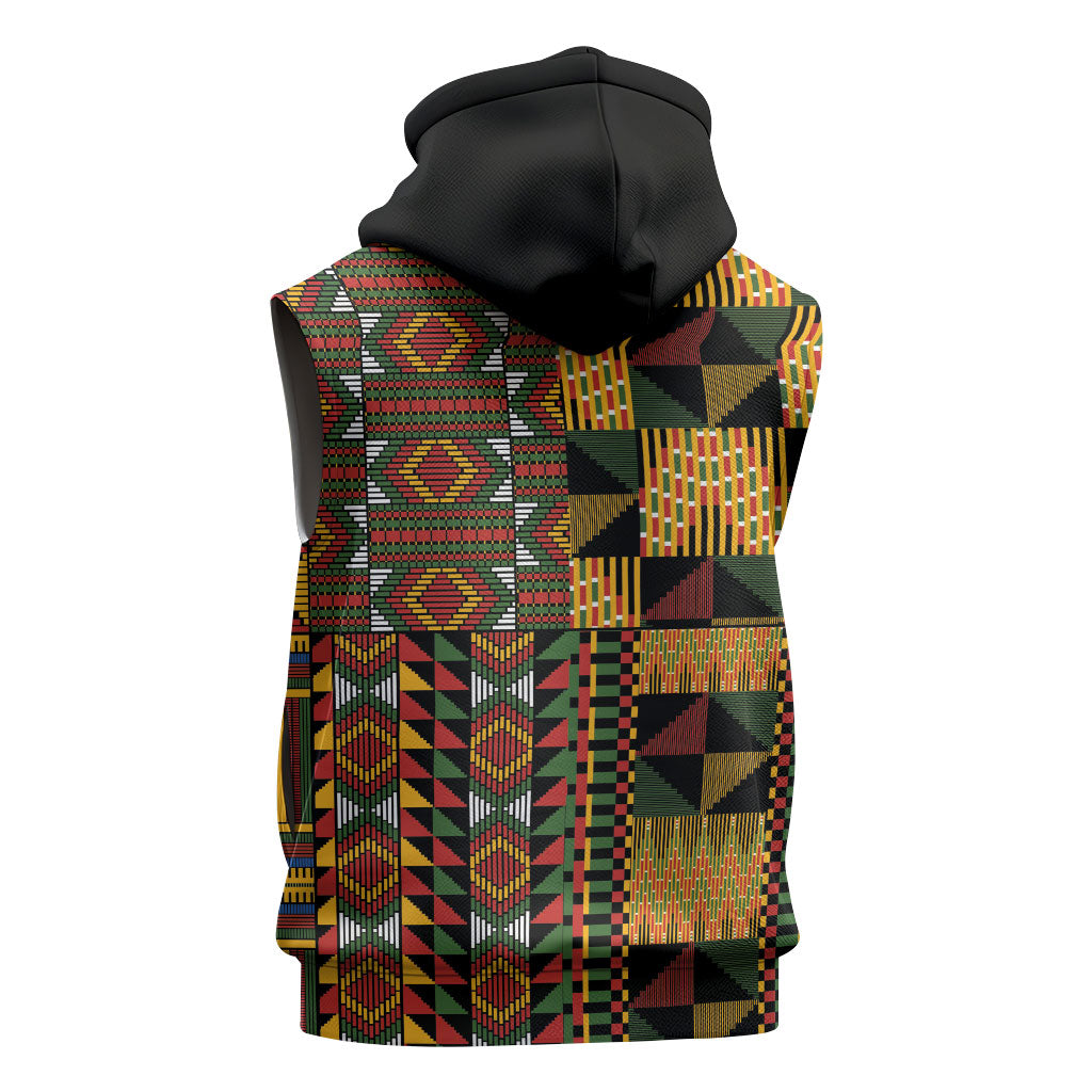 African American Quilt Kente Fusion Sleeveless Zip Hoodie Version 2
