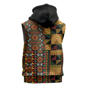African American Quilt Kente Fusion Sleeveless Zip Hoodie Version 2