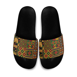 African American Quilt Kente Fusion Slide Sandals Version 2