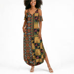 African American Quilt Kente Fusion Summer Maxi Dress Version 2