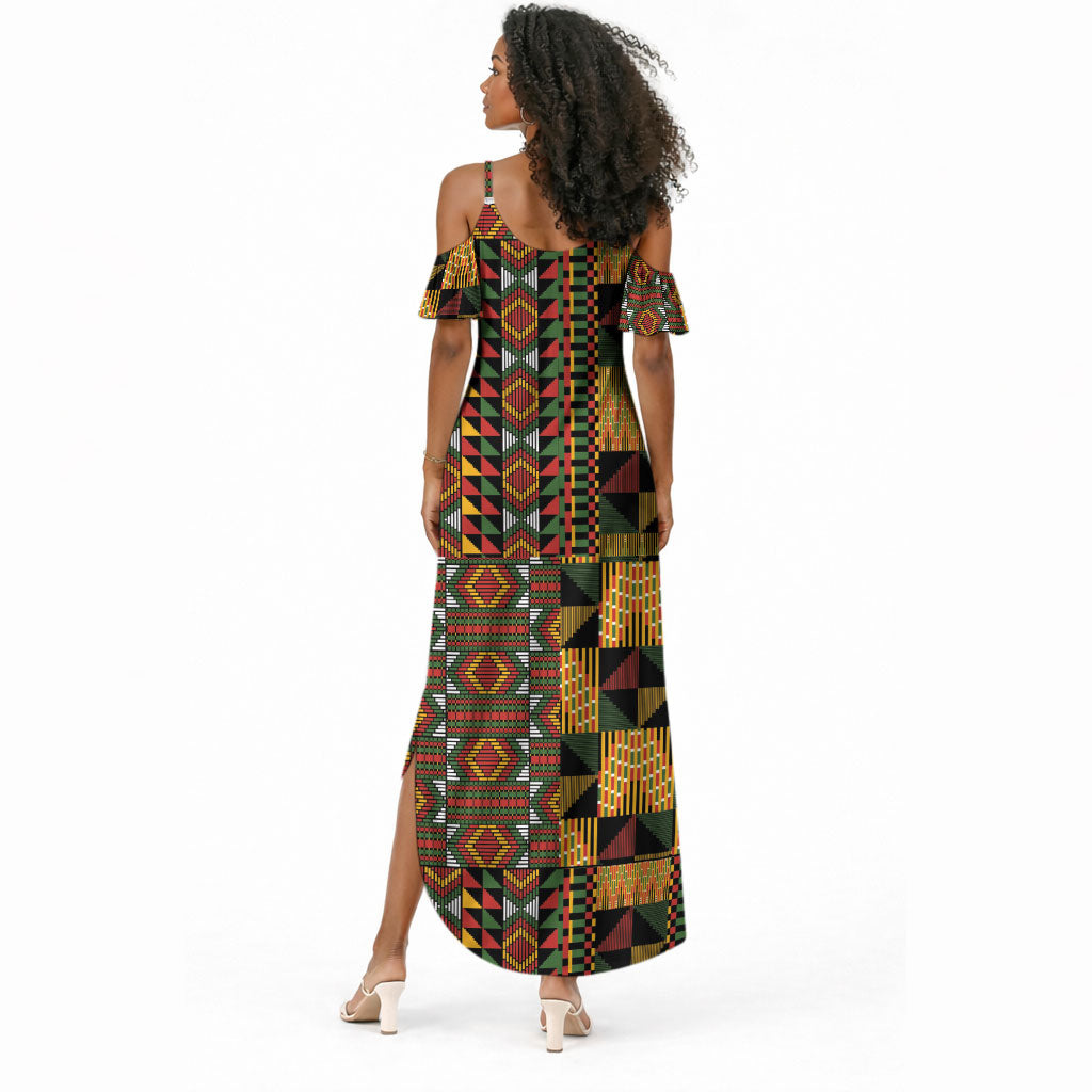 African American Quilt Kente Fusion Summer Maxi Dress Version 2