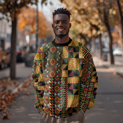 African American Quilt Kente Fusion Sweatshirt Version 2