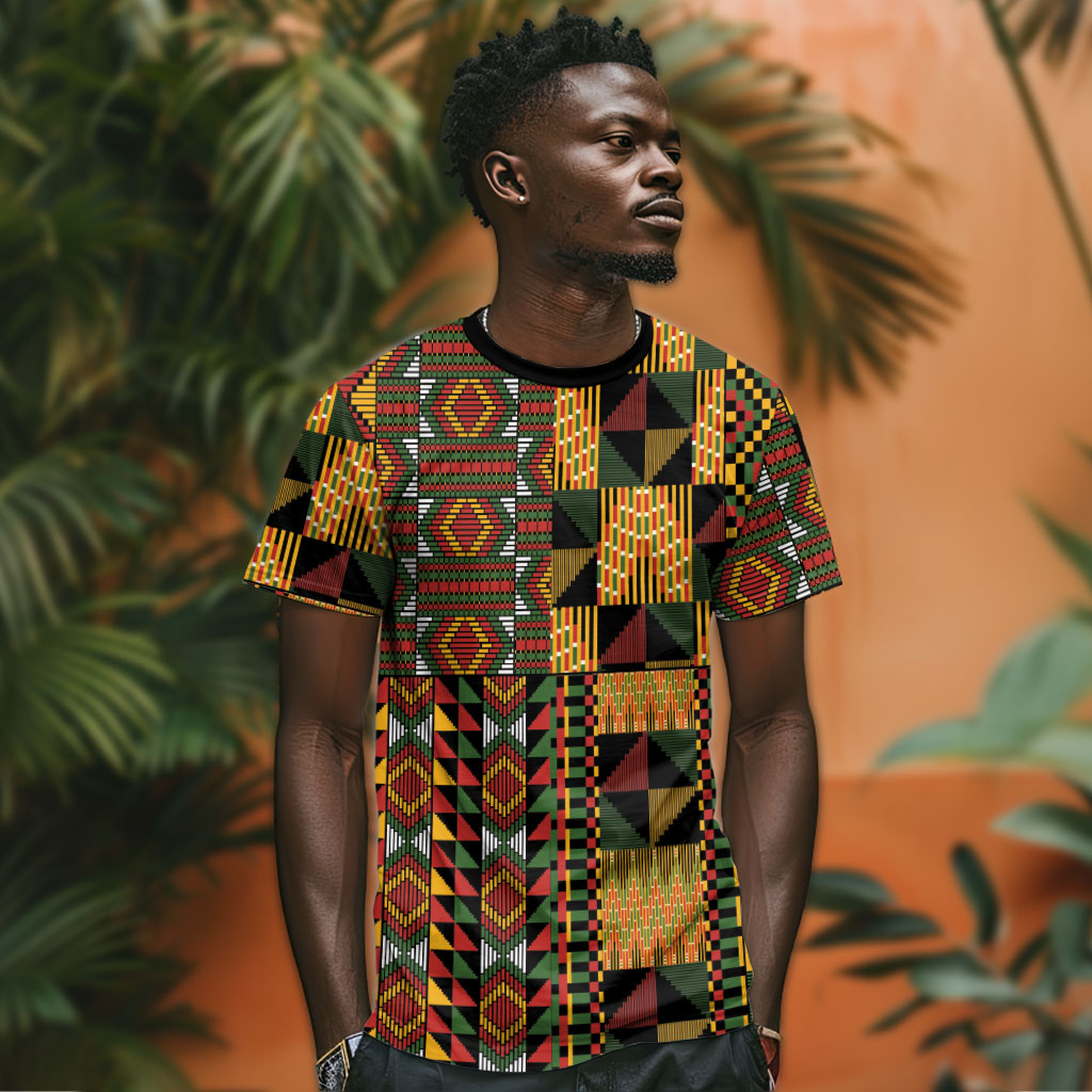 African American Quilt Kente Fusion T shirt Version 2