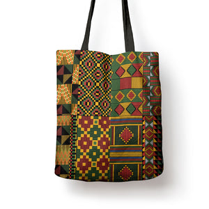 African American Quilt Kente Fusion Tote Bag Version 2