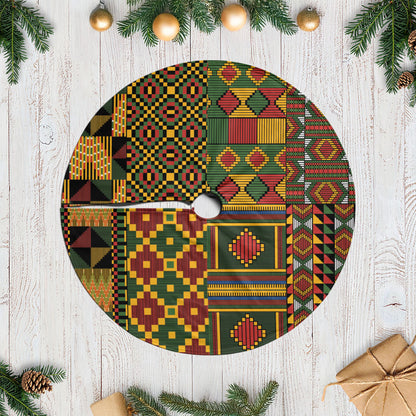 African American Quilt Kente Fusion Tree Skirt Version 2