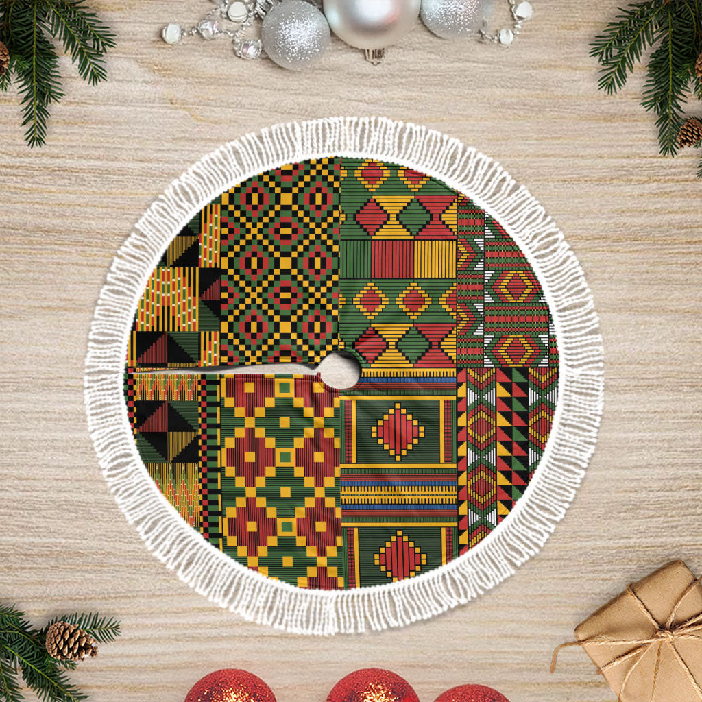 African American Quilt Kente Fusion Tree Skirt Version 2