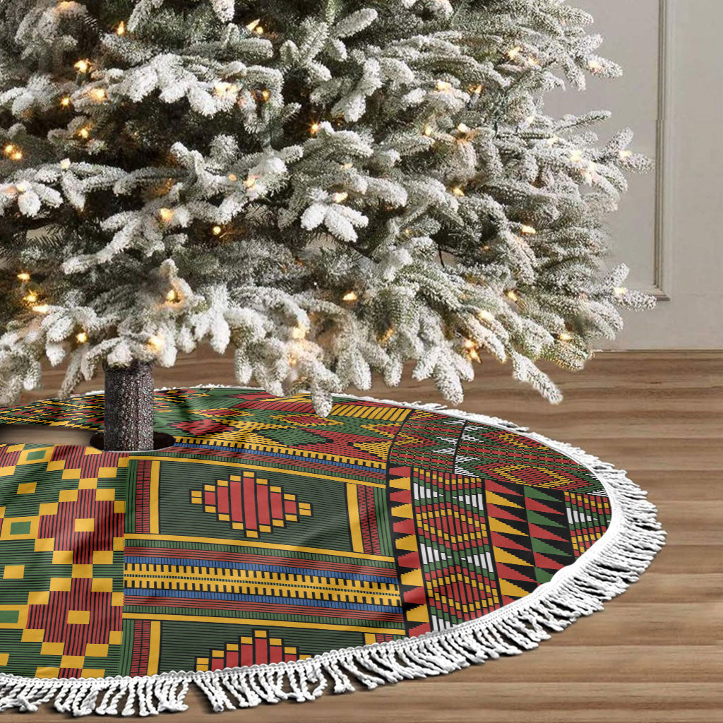 African American Quilt Kente Fusion Tree Skirt Version 2
