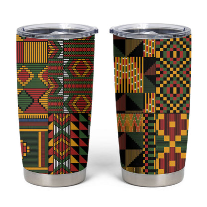 African American Quilt Kente Fusion Tumbler Cup Version 2