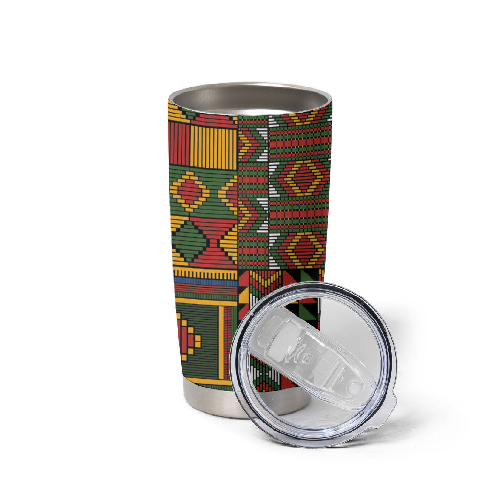 African American Quilt Kente Fusion Tumbler Cup Version 2