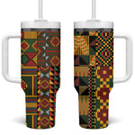 African American Quilt Kente Fusion Tumbler With Handle Version 2