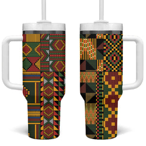 African American Quilt Kente Fusion Tumbler With Handle Version 2