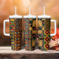 African American Quilt Kente Fusion Tumbler With Handle Version 2