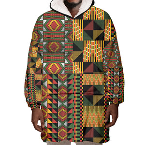 African American Quilt Kente Fusion Wearable Blanket Hoodie Version 2