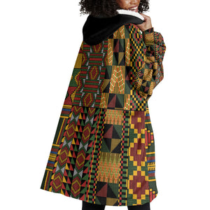 African American Quilt Kente Fusion Wearable Blanket Hoodie Version 2