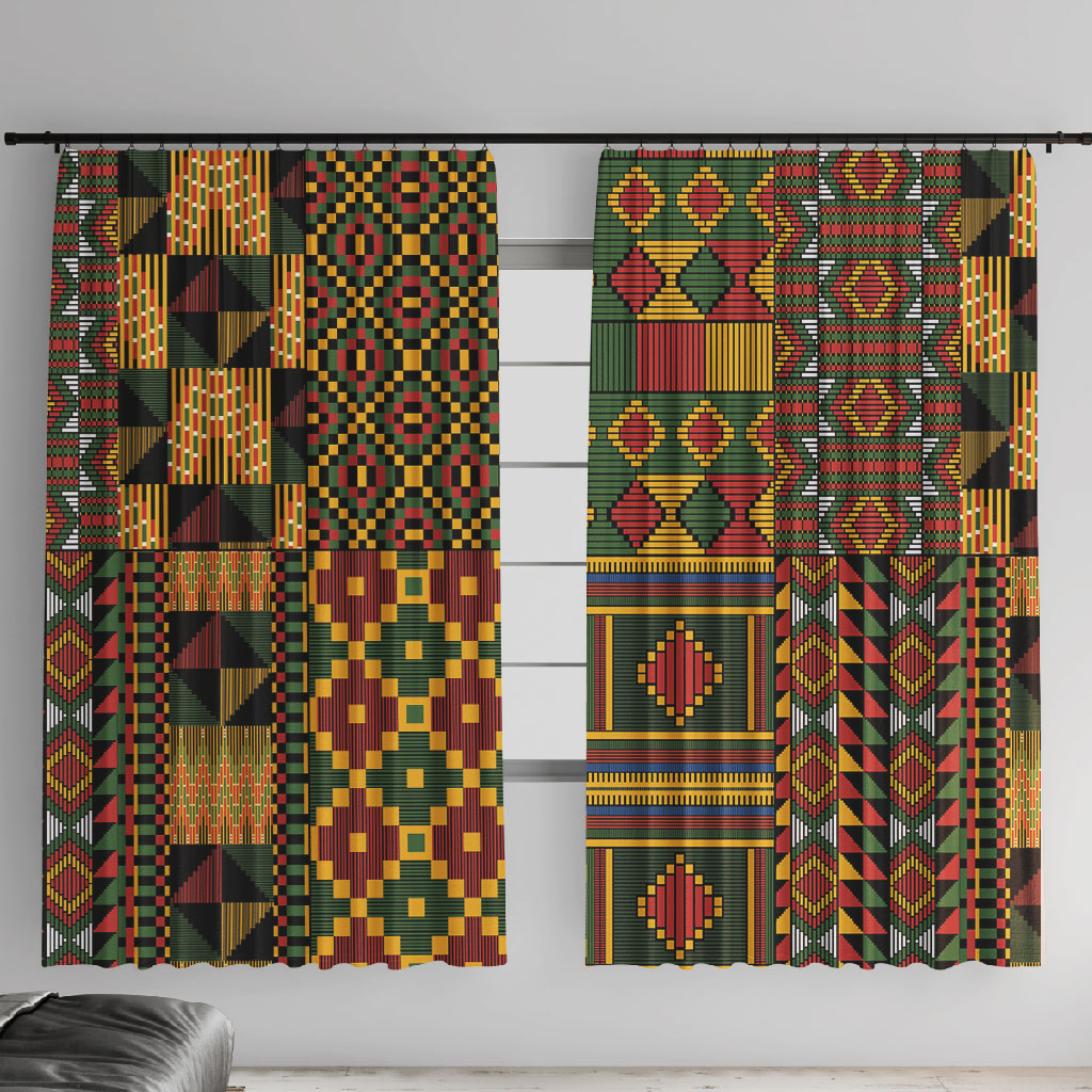 African American Quilt Kente Fusion Window Curtain Version 2