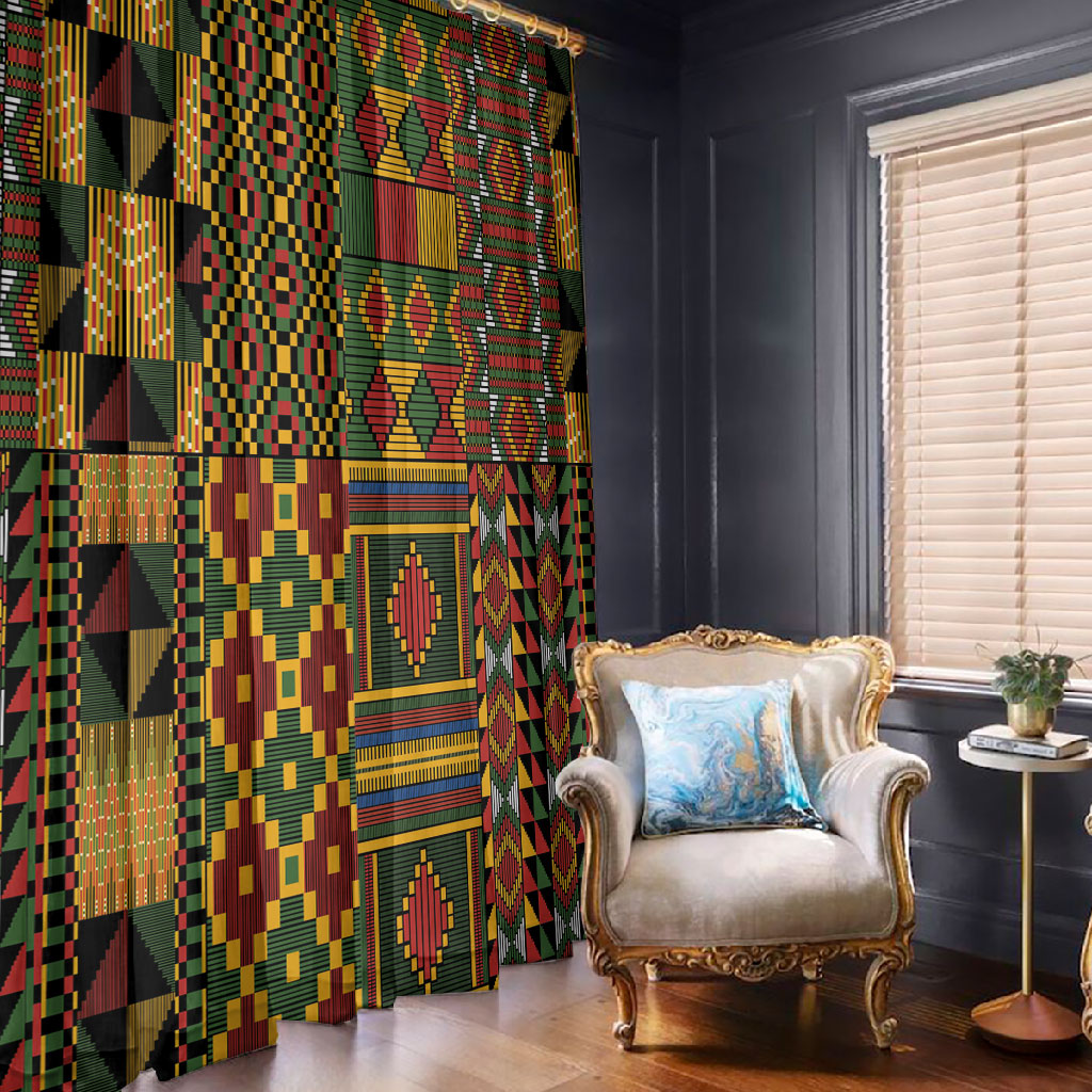 African American Quilt Kente Fusion Window Curtain Version 2