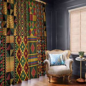 African American Quilt Kente Fusion Window Curtain Version 2