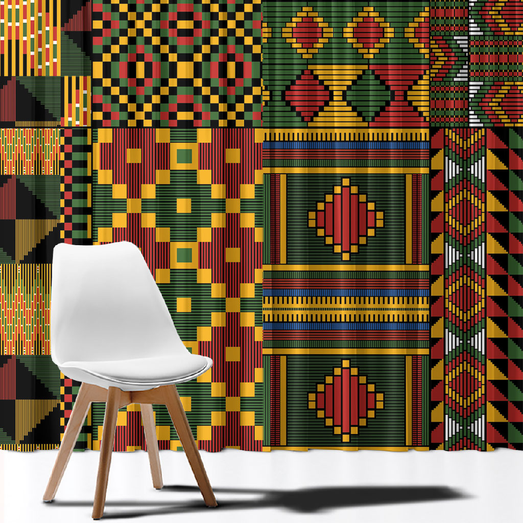 African American Quilt Kente Fusion Window Curtain Version 2