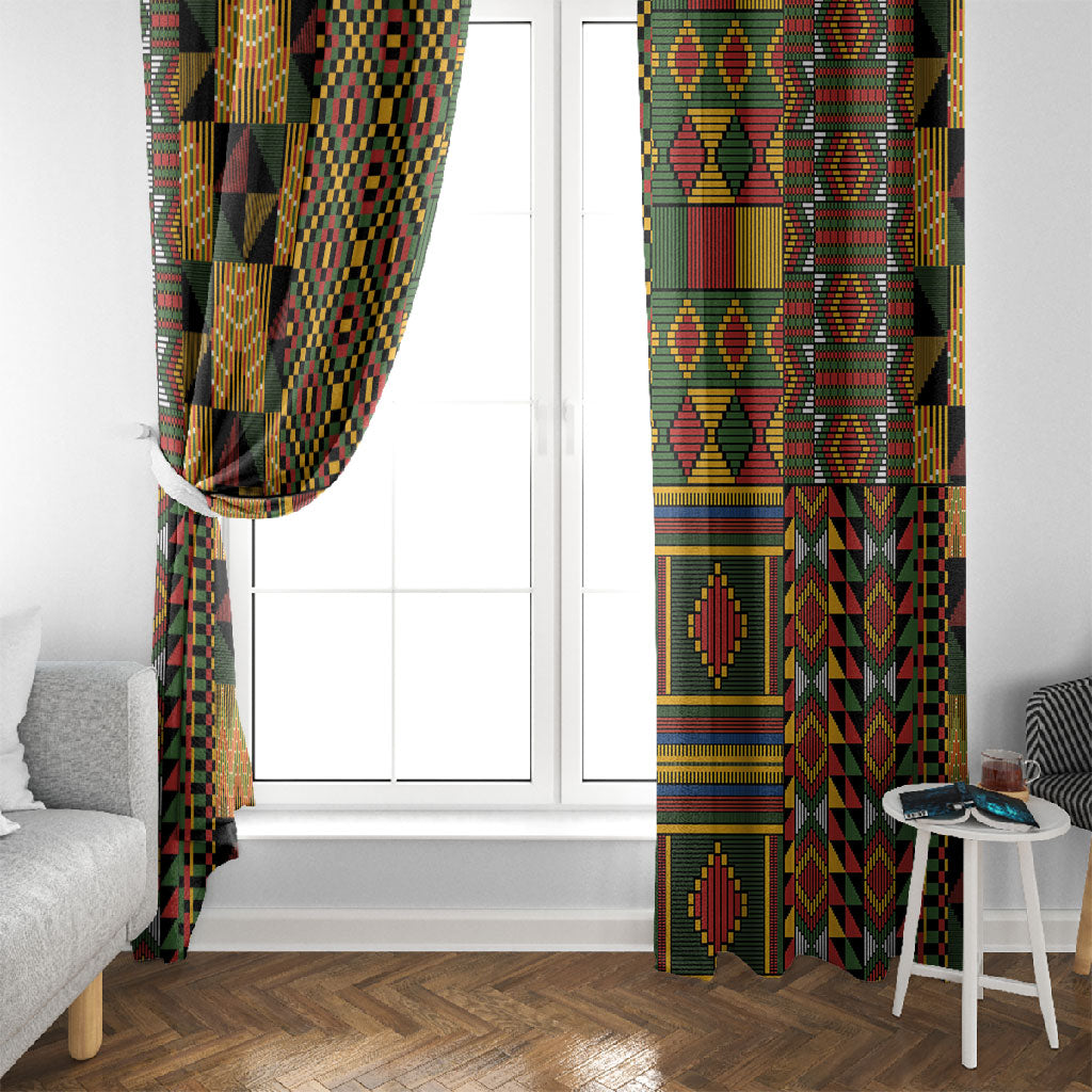 African American Quilt Kente Fusion Window Curtain Version 2